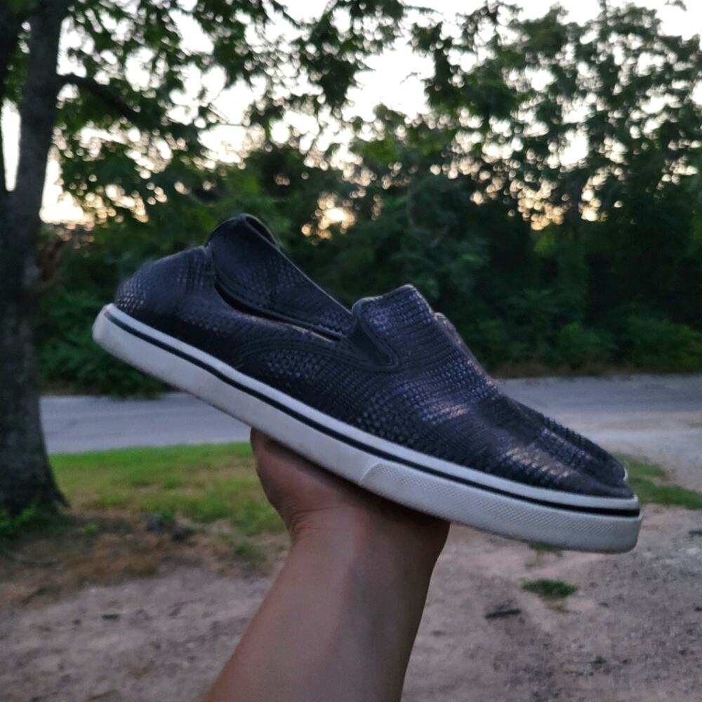 LRL Ralph Lauren Janis Shoes Womens 7.5 B Black Sparkle Fashion Slip on Sneakers